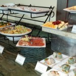 The sushi and salad section of the buffet.