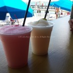 Frozen cocktails on the beach. Perfect.