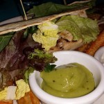 A huge and delicious portion of fish tacos.