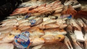 The seafood stalls in the market were impressive.