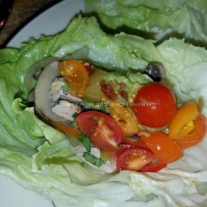 Chicken fajita lettuce wraps - leftover and delicious.