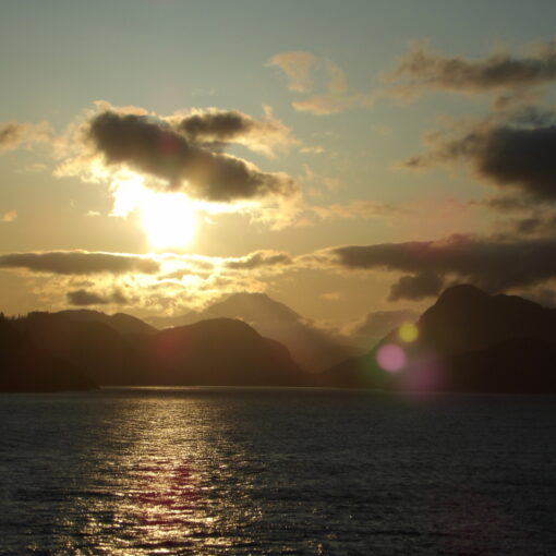 Sunset in Alaska, VERY late.