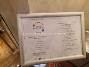 Picture of a menu at The Chef's table onboard Ama Kristina